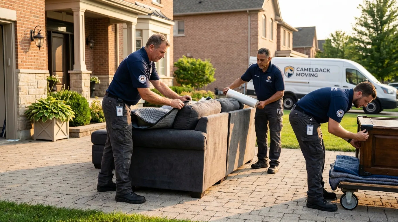 Large estate moving crew wrapping furniture in Alvarado, TX